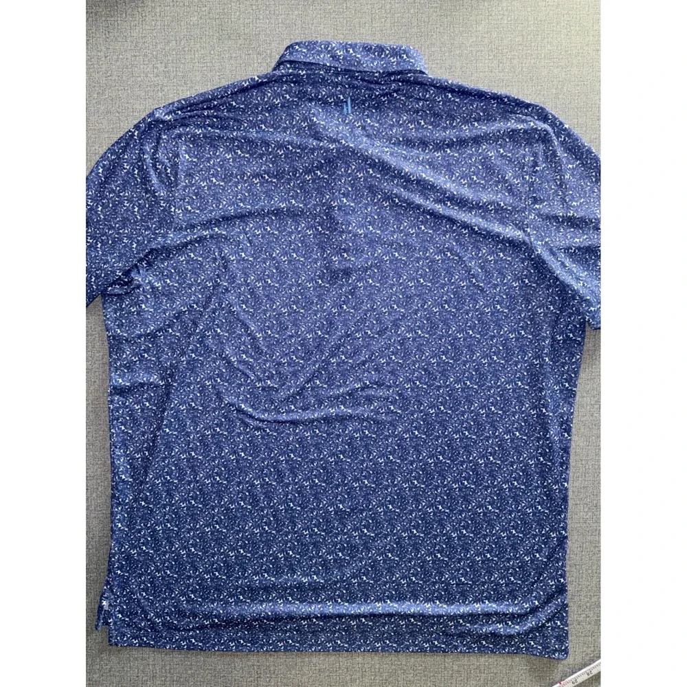 Johnnie-O Mens XXL Blue Floral Performance Polo Shirt Gainey Ranch UPF 50 Golf - Picture 8 of 10